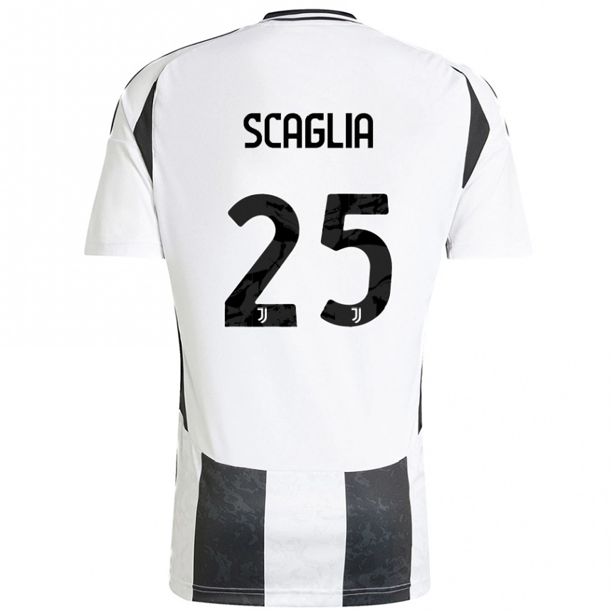 Men Football Simone Scaglia #25 White Black Home Jersey 2024/25 T-Shirt Nz