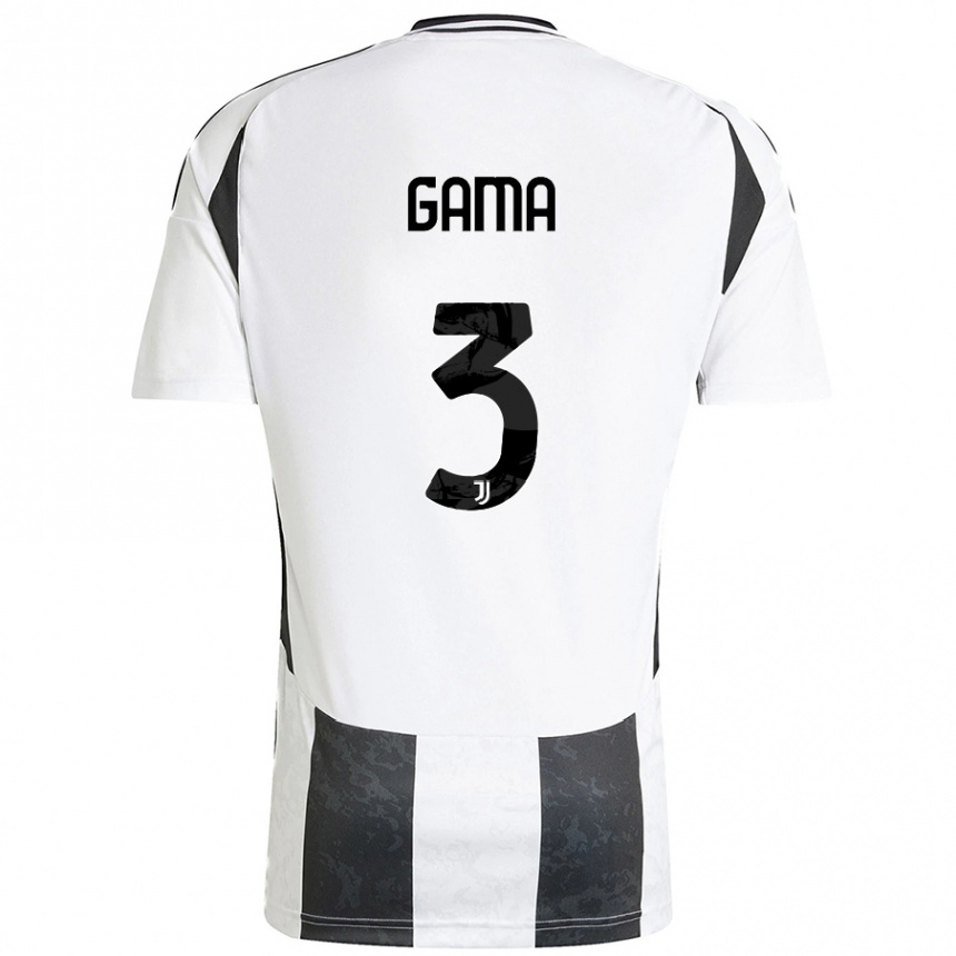 Men Football Sara Gama #3 White Black Home Jersey 2024/25 T-Shirt Nz