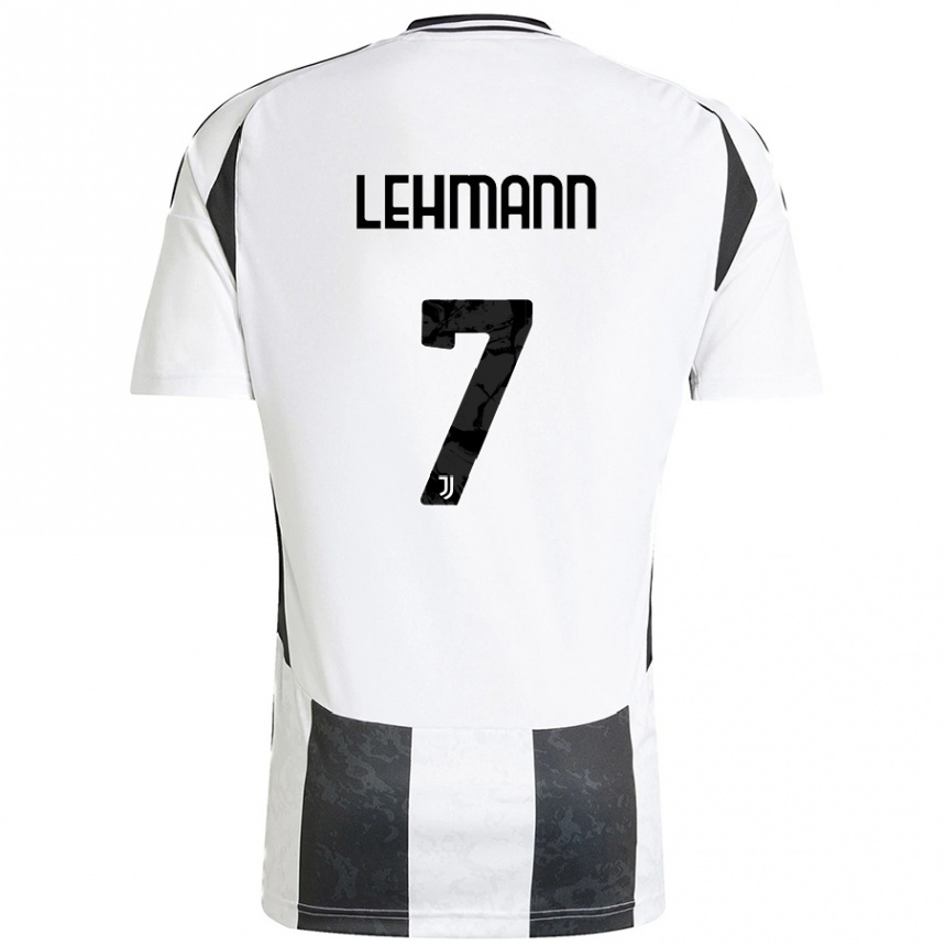 Men Football Alisha Lehmann #7 White Black Home Jersey 2024/25 T-Shirt Nz