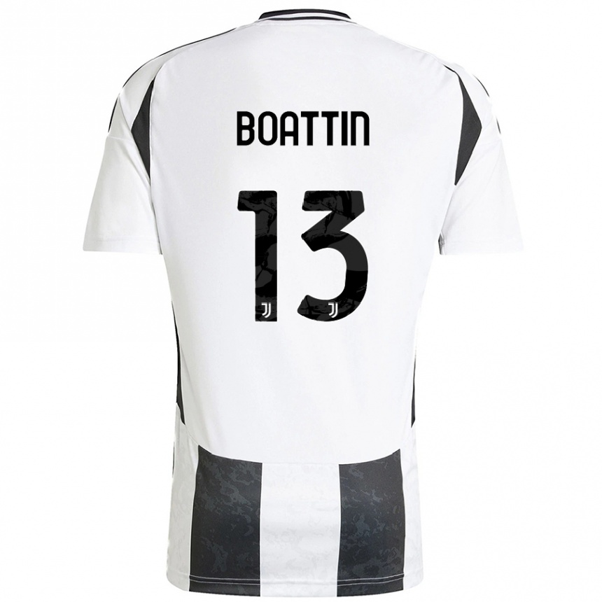 Men Football Lisa Boattin #13 White Black Home Jersey 2024/25 T-Shirt Nz