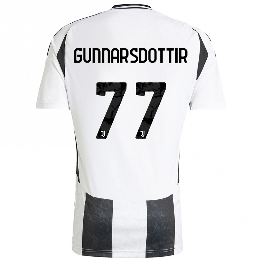 Men Football Sara Bjork Gunnarsdottir #77 White Black Home Jersey 2024/25 T-Shirt Nz