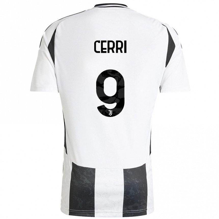 Men Football Leonardo Cerri #9 White Black Home Jersey 2024/25 T-Shirt Nz