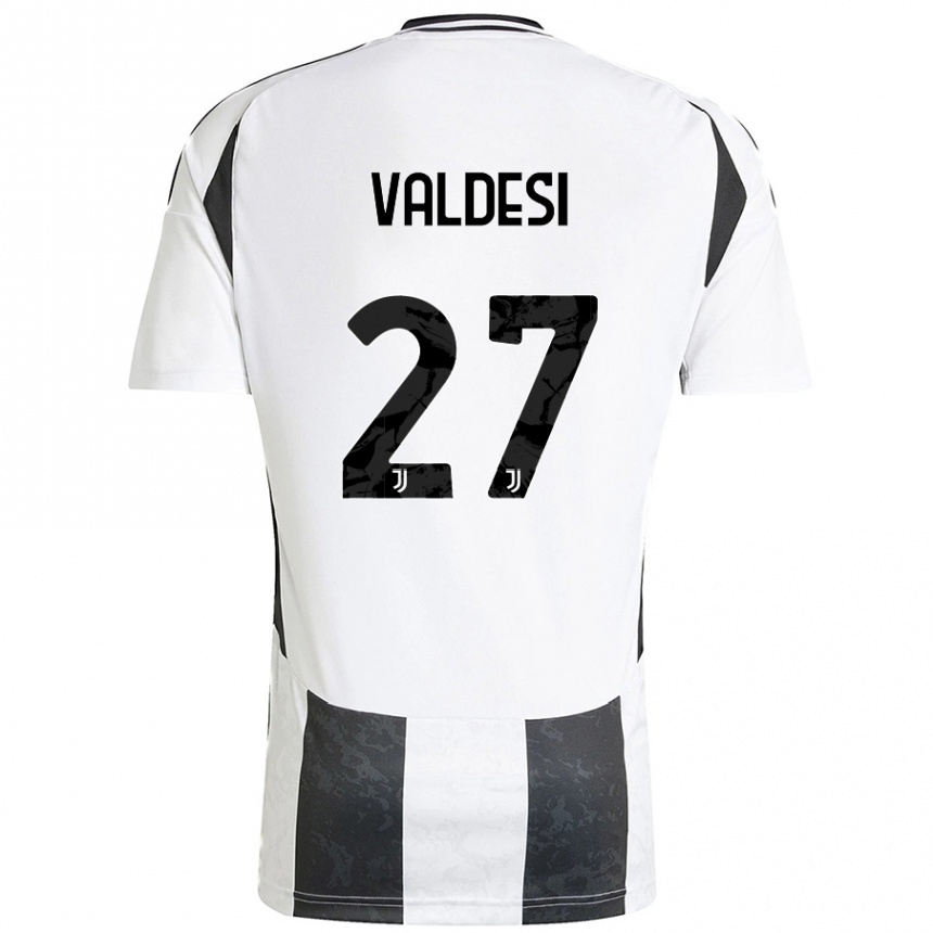 Men Football Andrea Valdesi #27 White Black Home Jersey 2024/25 T-Shirt Nz