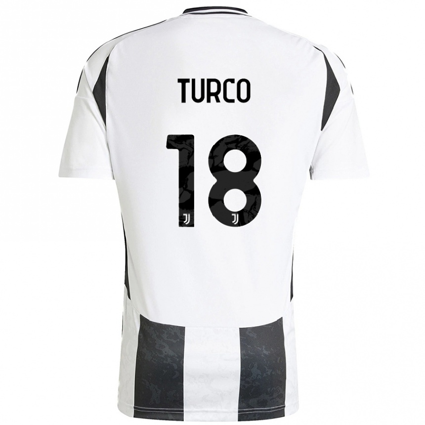 Men Football Nicolo Turco #18 White Black Home Jersey 2024/25 T-Shirt Nz