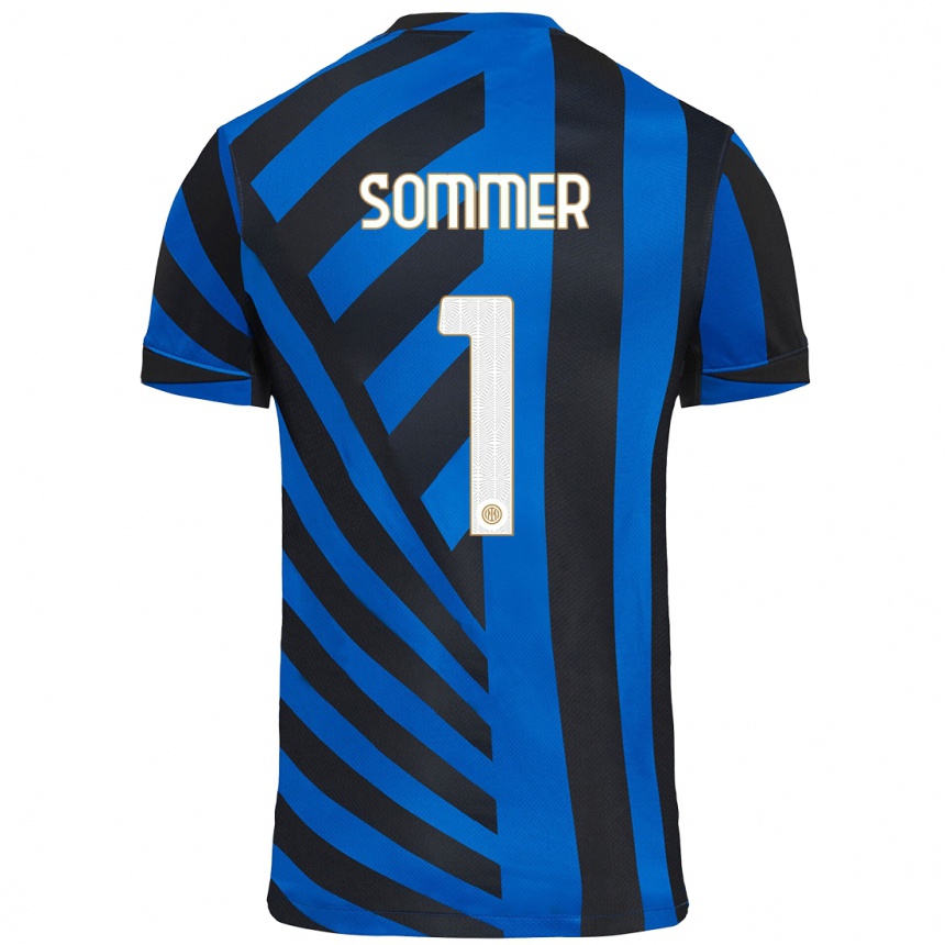 Men Football Yann Sommer #1 Blue Black Home Jersey 2024/25 T-Shirt Nz