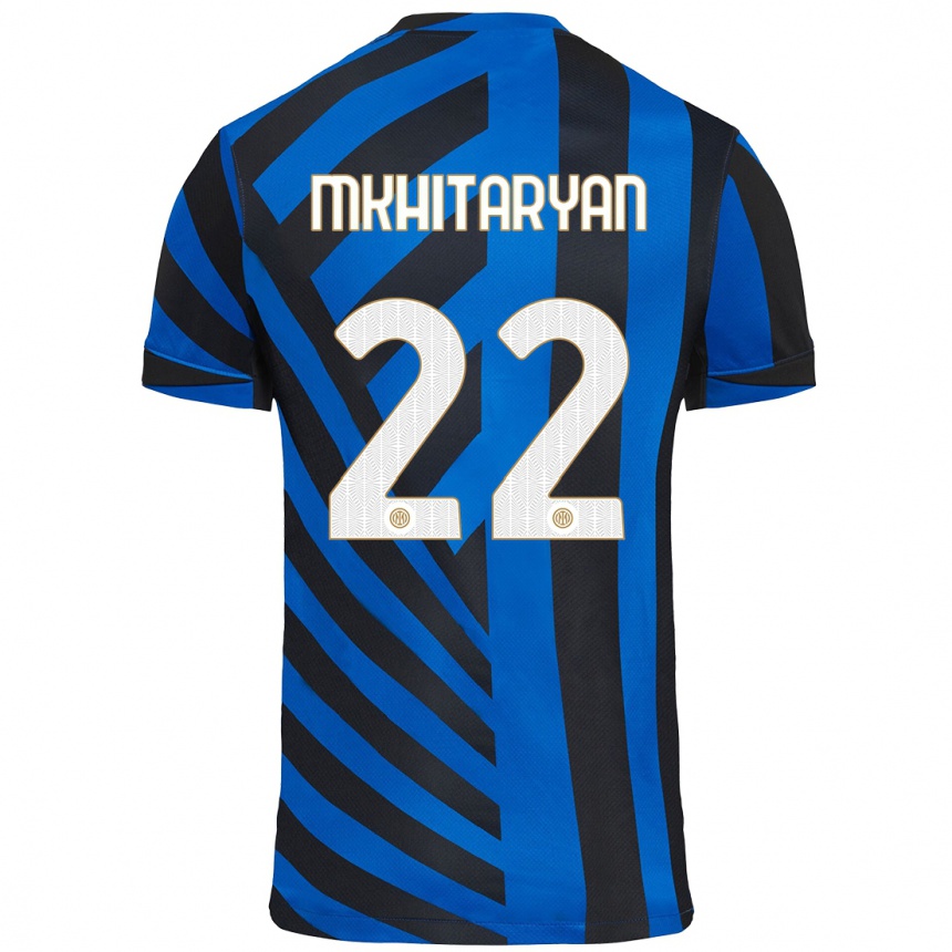 Men Football Henrikh Mkhitaryan #22 Blue Black Home Jersey 2024/25 T-Shirt Nz