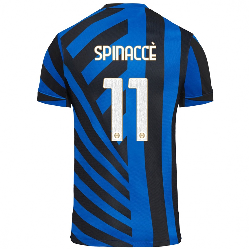 Men Football Matteo Spinaccè #11 Blue Black Home Jersey 2024/25 T-Shirt Nz