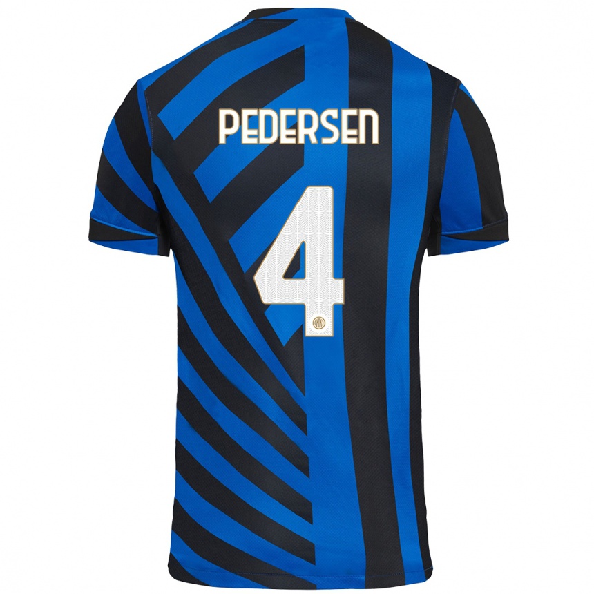 Men Football Sofie Junge Pedersen #4 Blue Black Home Jersey 2024/25 T-Shirt Nz