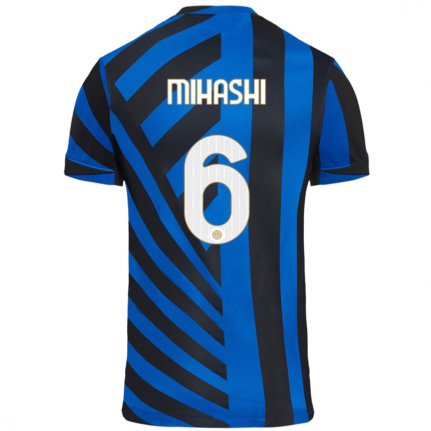 Men Football Mana Mihashi #6 Blue Black Home Jersey 2024/25 T-Shirt Nz