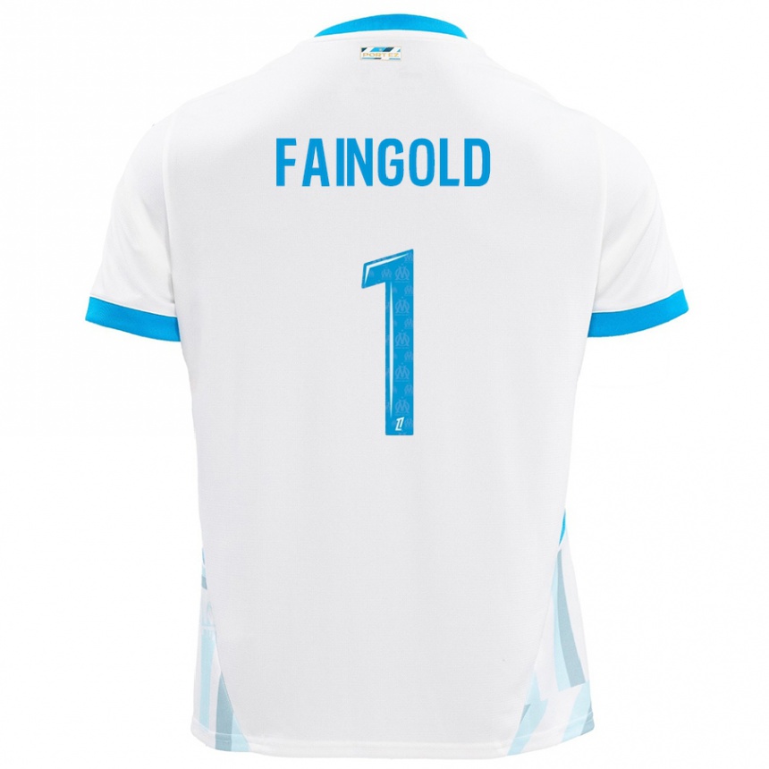 Men Football Abbie Faingold #1 White Sky Blue Home Jersey 2024/25 T-Shirt Nz