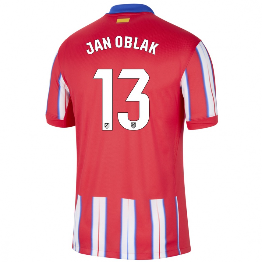 Men Football Jan Oblak #13 Red White Blue Home Jersey 2024/25 T-Shirt Nz