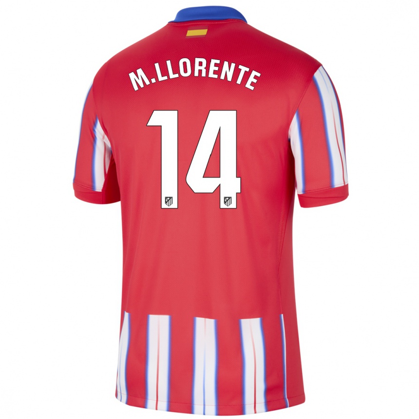 Men Football Marcos Llorente #14 Red White Blue Home Jersey 2024/25 T-Shirt Nz