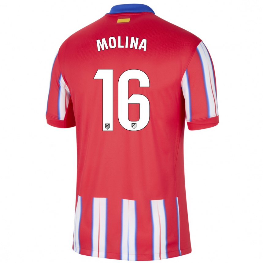 Men Football Nahuel Molina #16 Red White Blue Home Jersey 2024/25 T-Shirt Nz