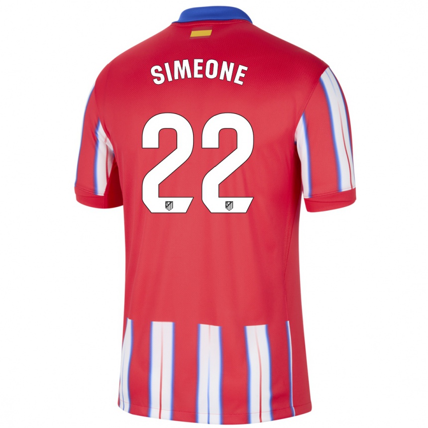 Men Football Giuliano Simeone #22 Red White Blue Home Jersey 2024/25 T-Shirt Nz