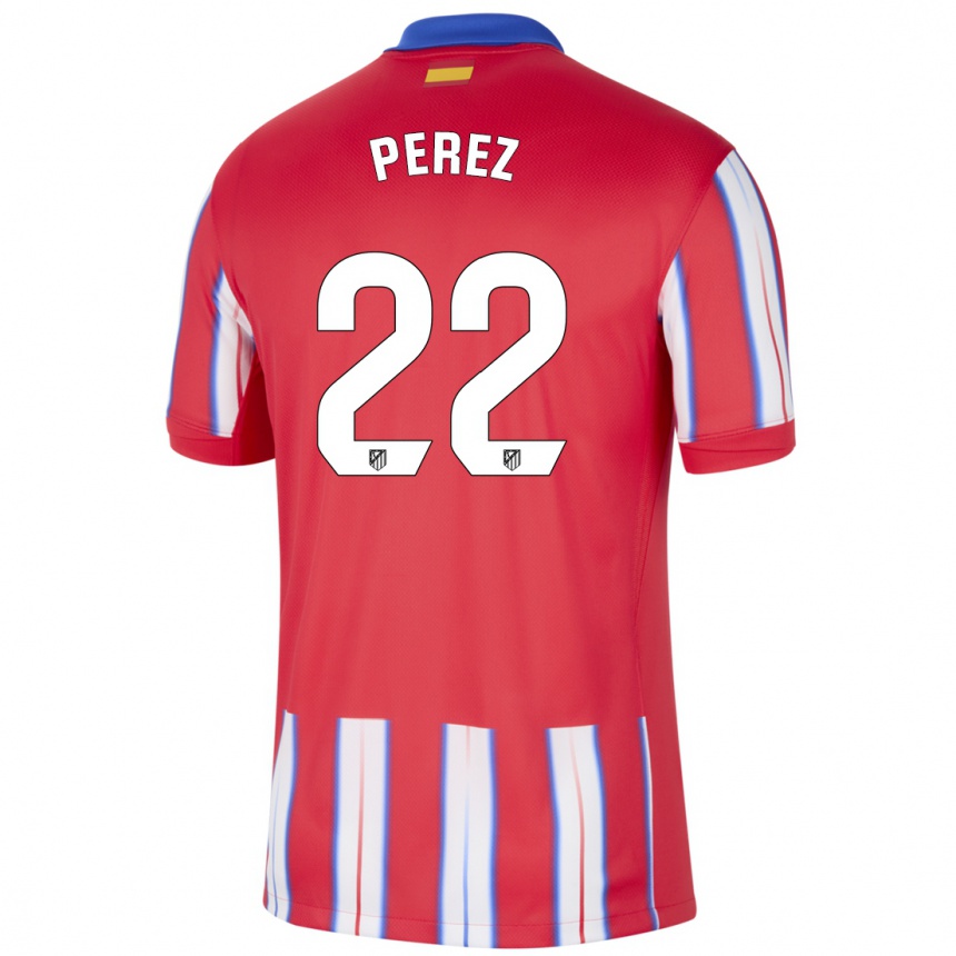 Men Football Pablo Pérez #22 Red White Blue Home Jersey 2024/25 T-Shirt Nz