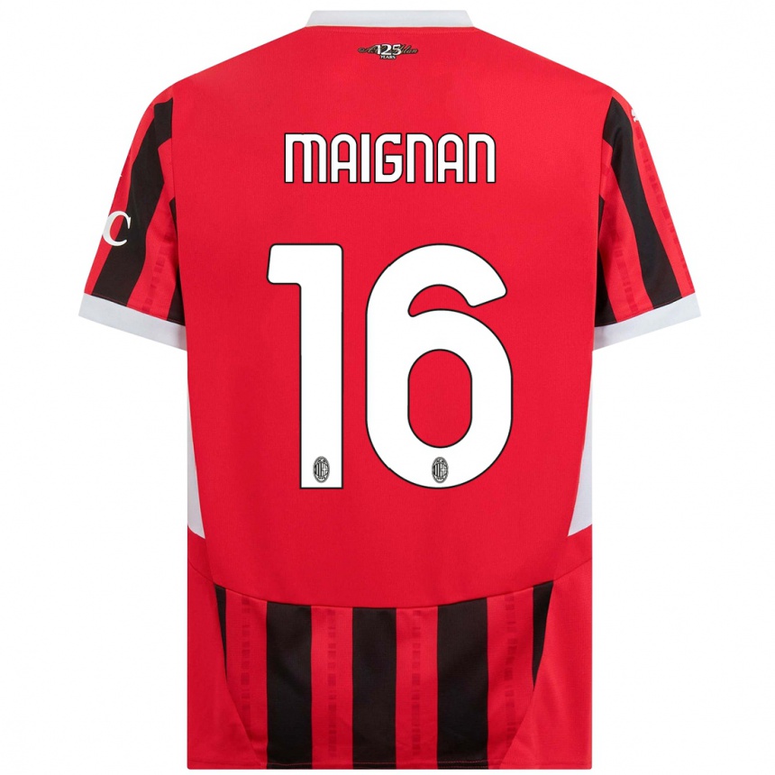 Men Football Mike Maignan #16 Red Black Home Jersey 2024/25 T-Shirt Nz