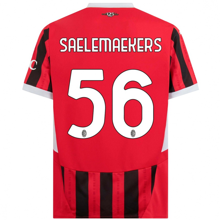 Men Football Alexis Saelemaekers #56 Red Black Home Jersey 2024/25 T-Shirt Nz