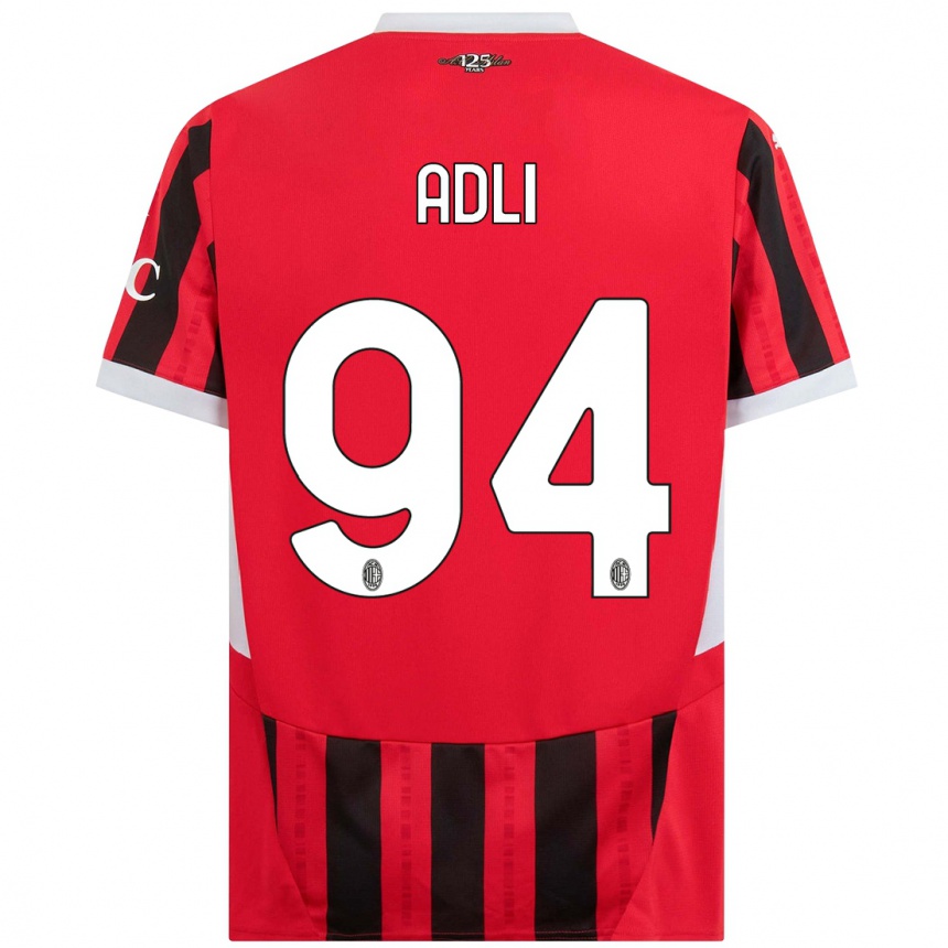 Men Football Yacine Adli #94 Red Black Home Jersey 2024/25 T-Shirt Nz