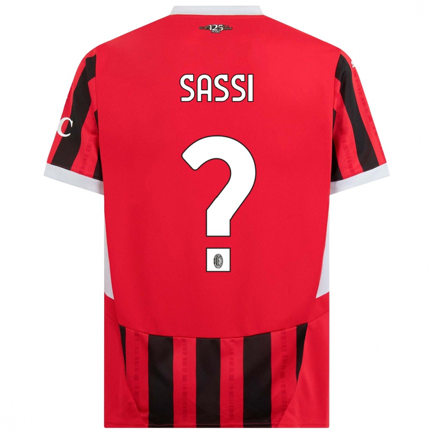 Men Football Simone Sassi #0 Red Black Home Jersey 2024/25 T-Shirt Nz