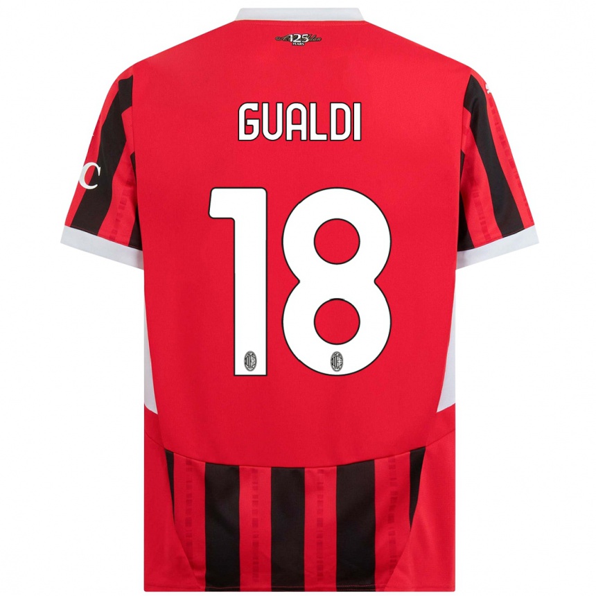 Men Football Andrea Gualdi #18 Red Black Home Jersey 2024/25 T-Shirt Nz