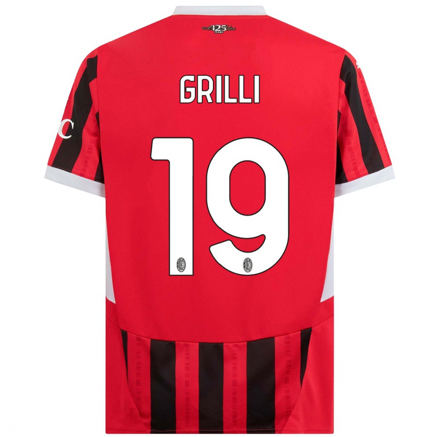 Men Football Lorenzo Grilli #19 Red Black Home Jersey 2024/25 T-Shirt Nz