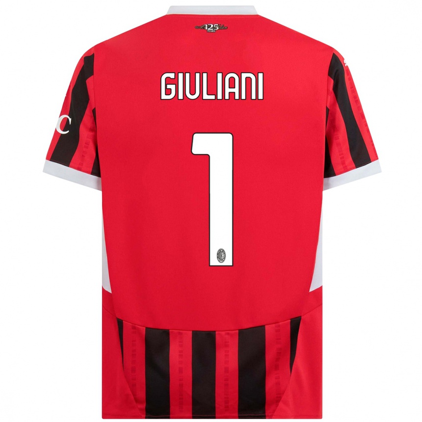 Men Football Laura Giuliani #1 Red Black Home Jersey 2024/25 T-Shirt Nz