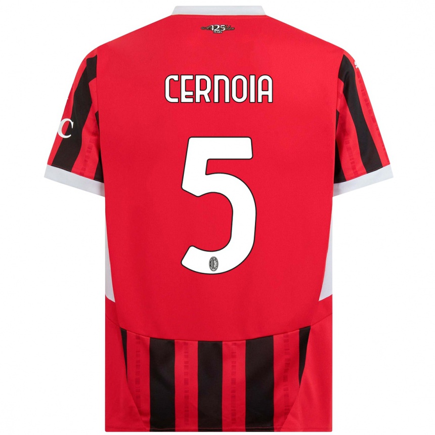 Men Football Valentina Cernoia #5 Red Black Home Jersey 2024/25 T-Shirt Nz