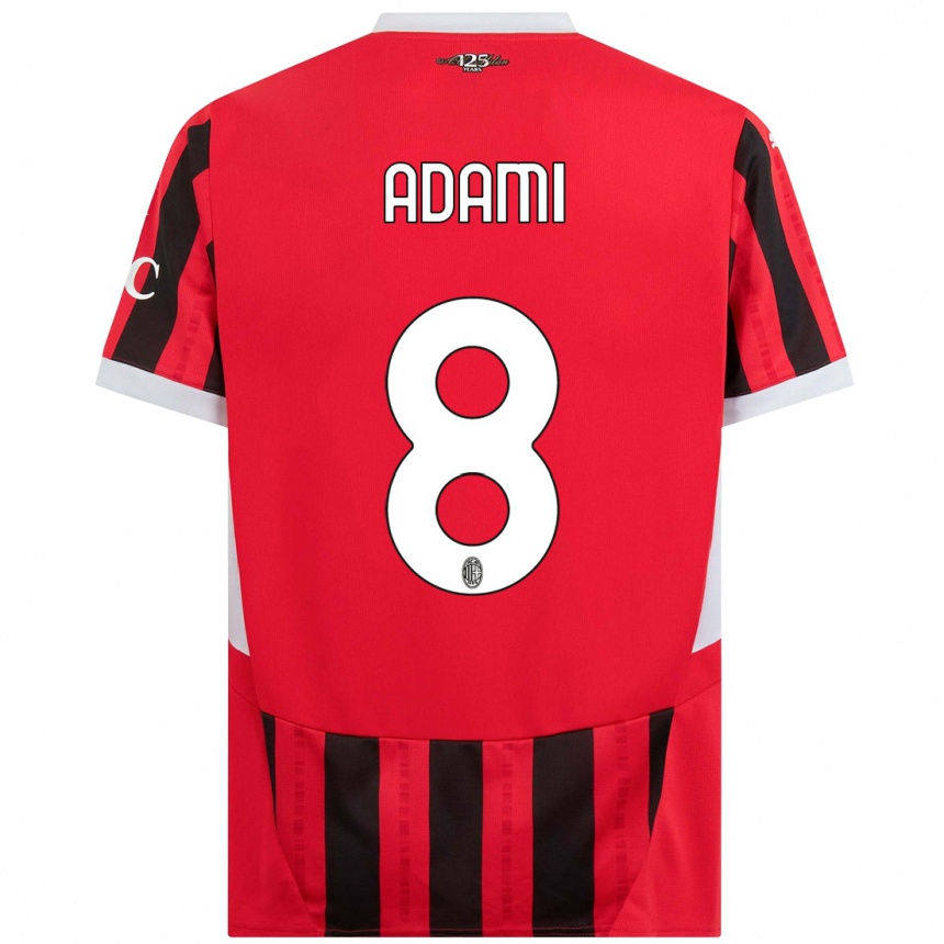 Men Football Greta Adami #8 Red Black Home Jersey 2024/25 T-Shirt Nz