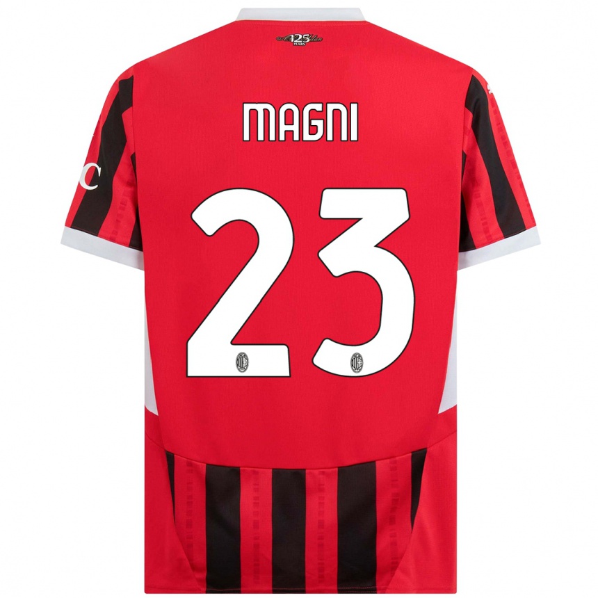 Men Football Vittorio Magni #23 Red Black Home Jersey 2024/25 T-Shirt Nz