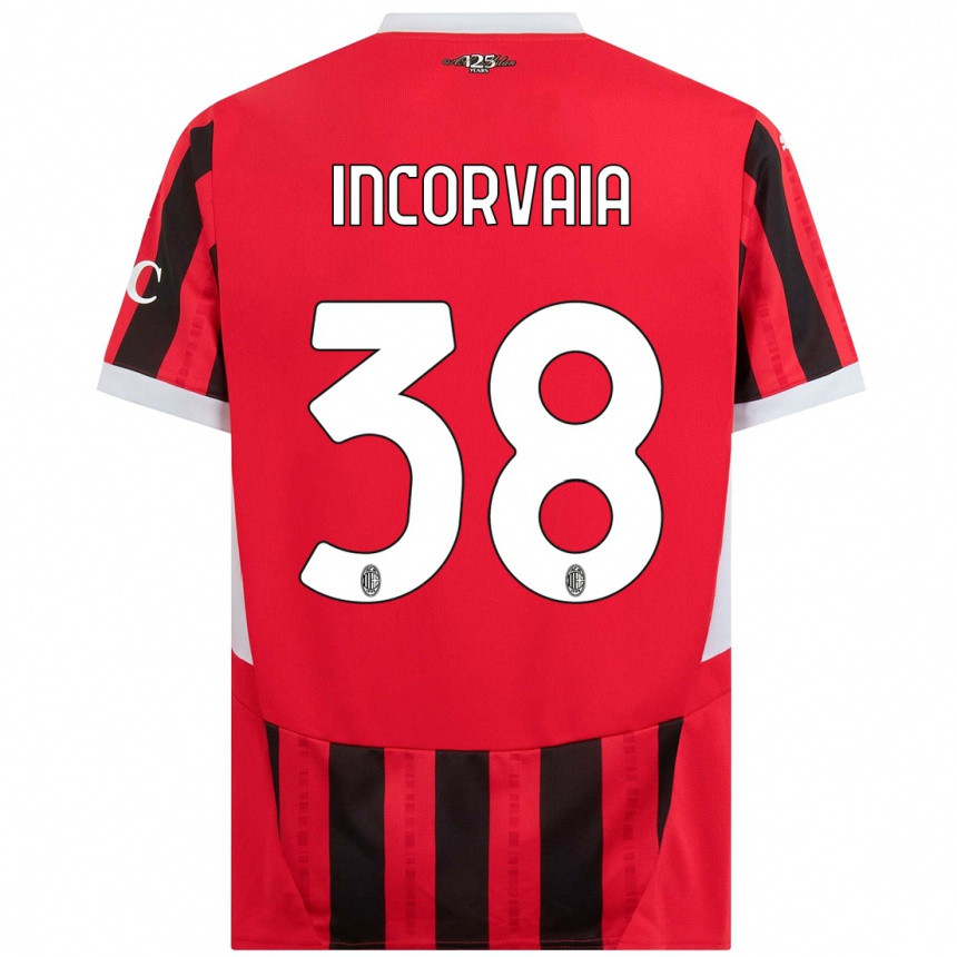 Men Football Giovanni Incorvaia #38 Red Black Home Jersey 2024/25 T-Shirt Nz