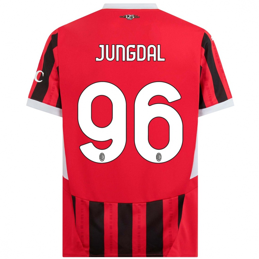 Men Football Andreas Jungdal #96 Red Black Home Jersey 2024/25 T-Shirt Nz