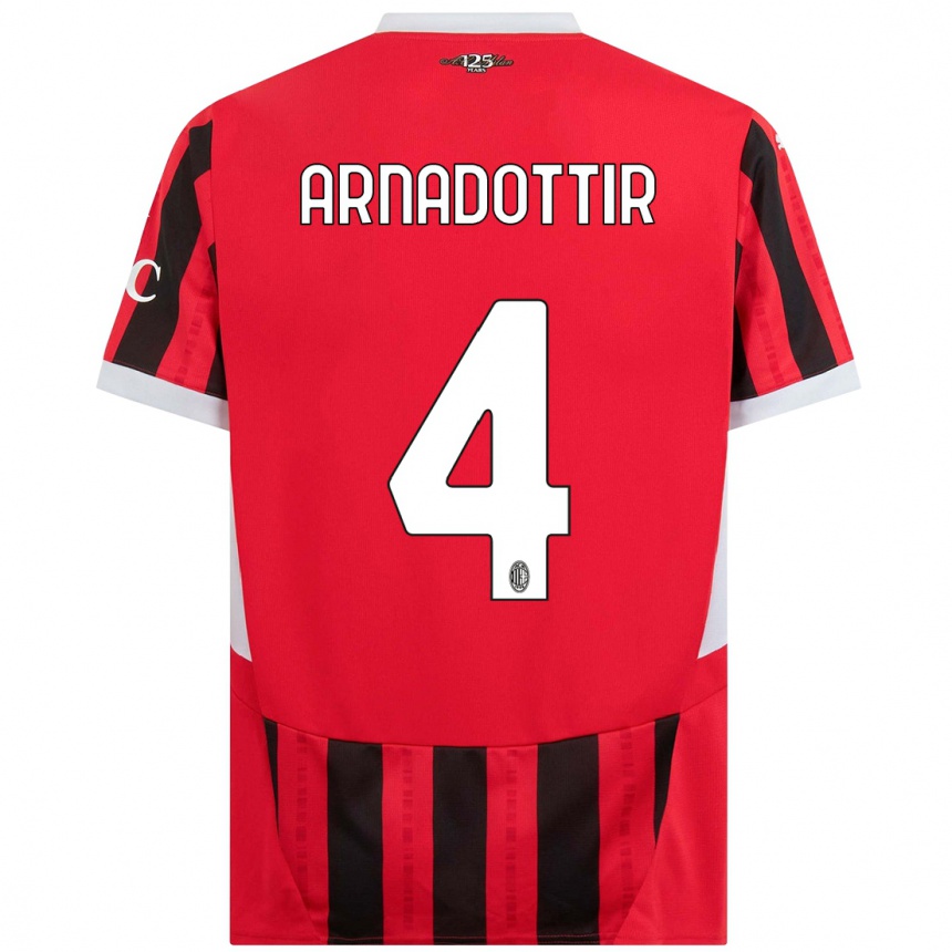 Men Football Guony Arnadottir #4 Red Black Home Jersey 2024/25 T-Shirt Nz