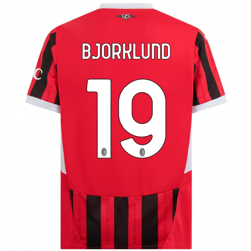 Men Football Lukas Bjorklund #19 Red Black Home Jersey 2024/25 T-Shirt Nz