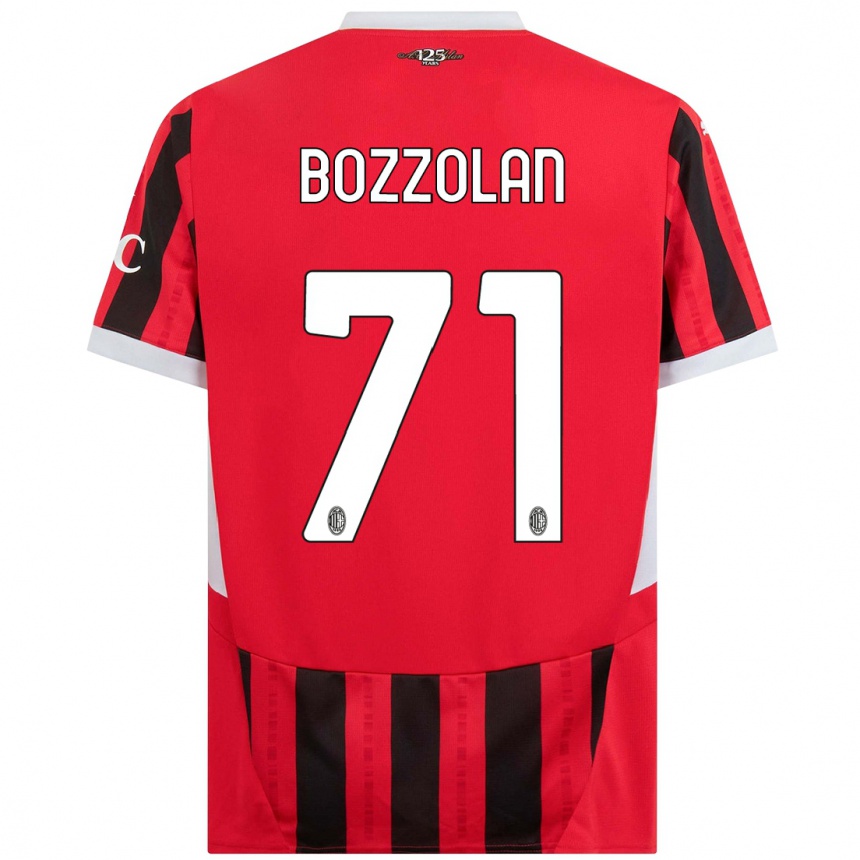 Men Football Andrea Bozzolan #71 Red Black Home Jersey 2024/25 T-Shirt Nz