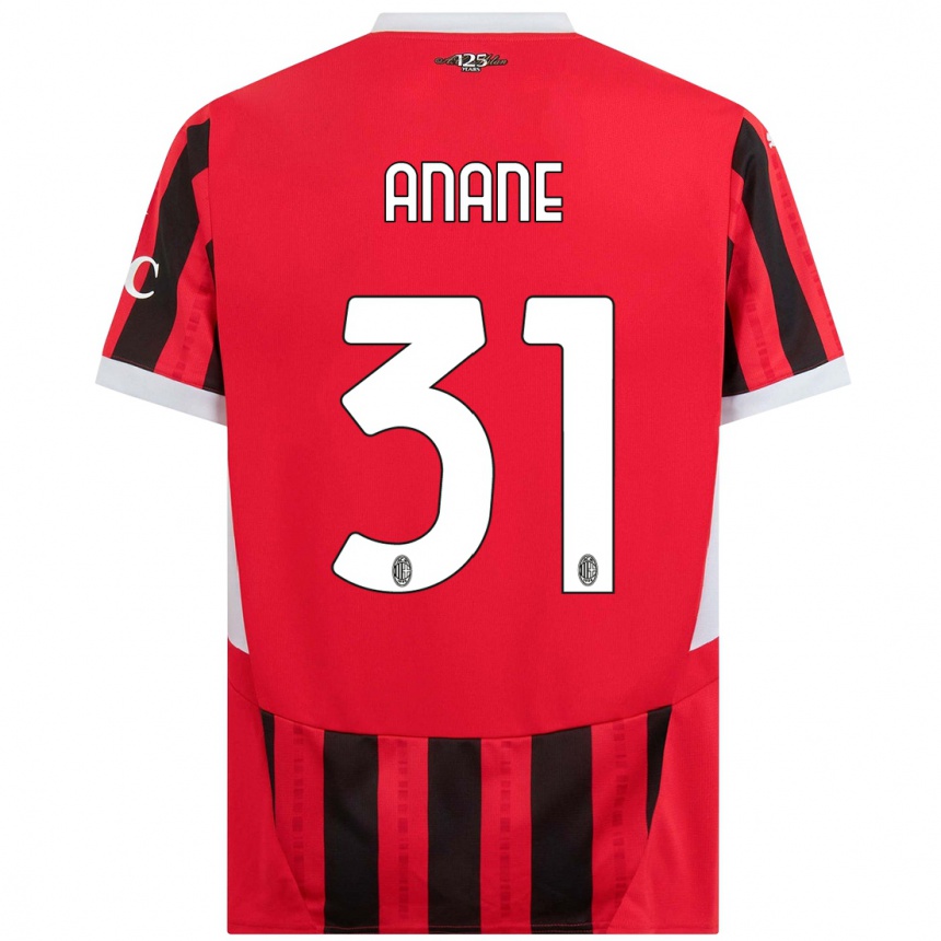 Men Football Emmanuel Anane #31 Red Black Home Jersey 2024/25 T-Shirt Nz