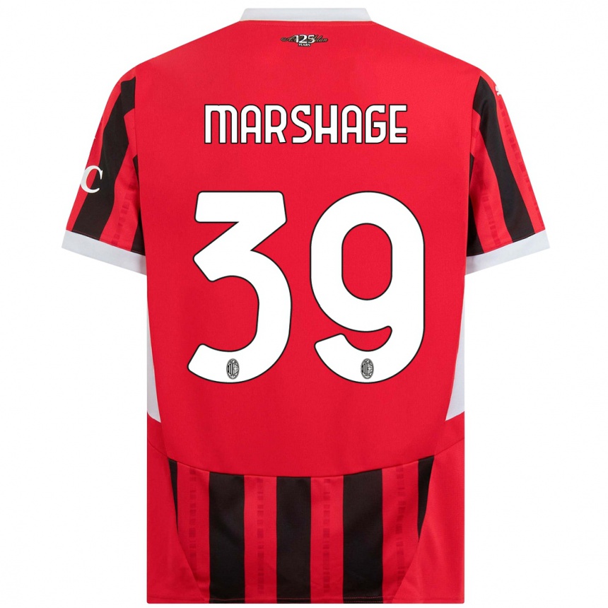 Men Football Wilgot Marshage #39 Red Black Home Jersey 2024/25 T-Shirt Nz