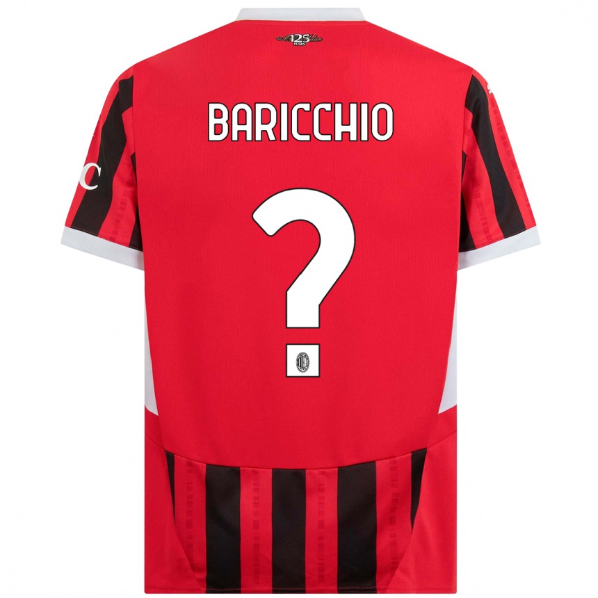 Men Football Luca Baricchio #0 Red Black Home Jersey 2024/25 T-Shirt Nz