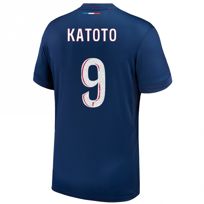 Men Football Marie-Antoinette Katoto #9 Navy Blue White Home Jersey 2024/25 T-Shirt Nz