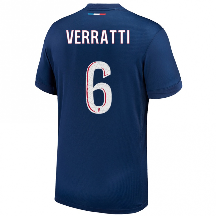 Men Football Marco Verratti #6 Navy Blue White Home Jersey 2024/25 T-Shirt Nz