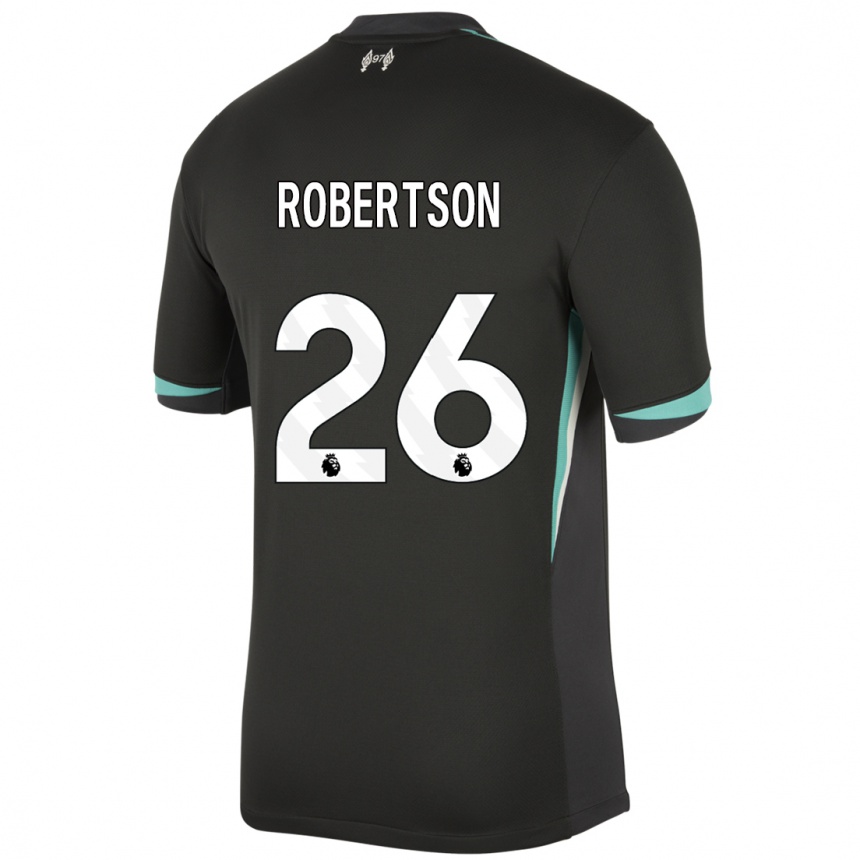 Men Football Andrew Robertson #26 Black Anthracite White Away Jersey 2024/25 T-Shirt Nz