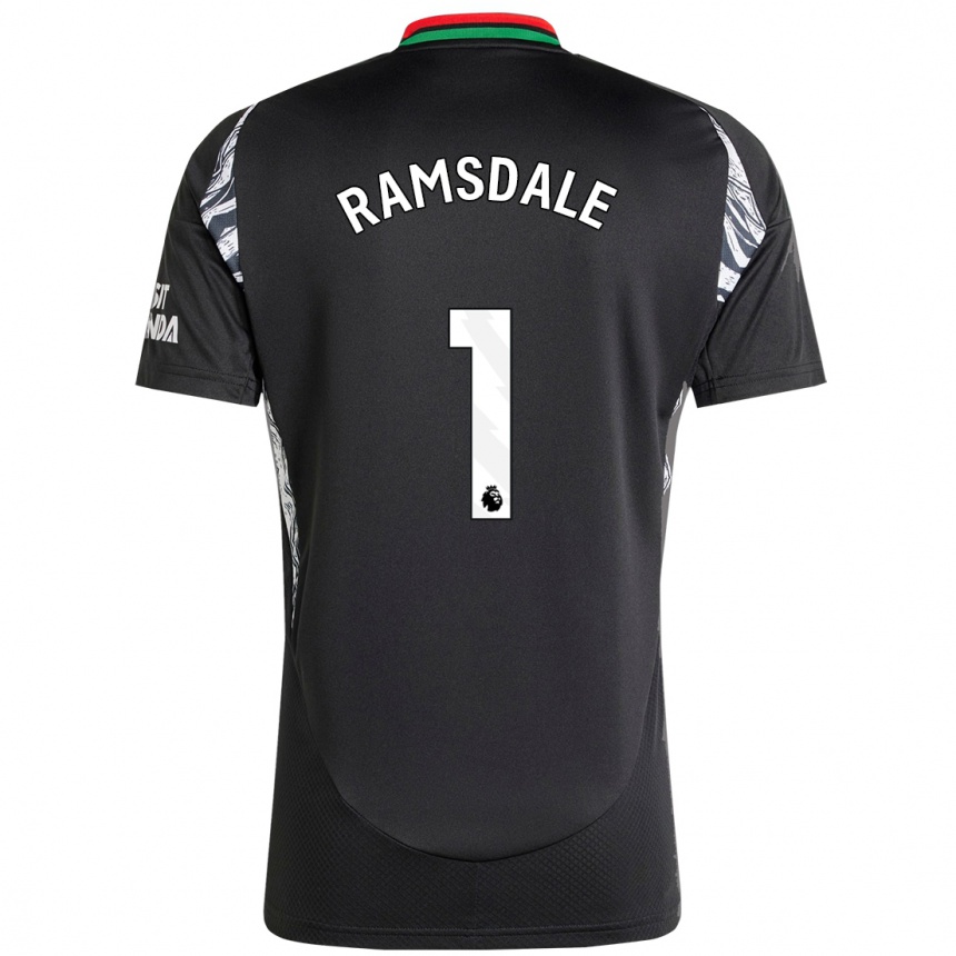 Men Football Aaron Ramsdale #1 Black Away Jersey 2024/25 T-Shirt Nz