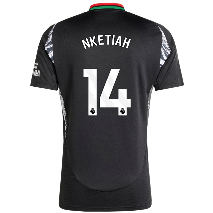 Men Football Eddie Nketiah #14 Black Away Jersey 2024/25 T-Shirt Nz