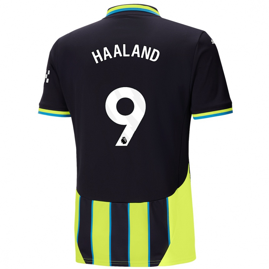 Men Football Erling Haaland #9 Blue Yellow Away Jersey 2024/25 T-Shirt Nz