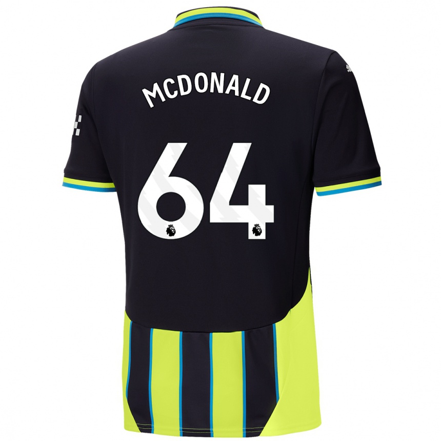 Men Football Rowan Mcdonald #64 Blue Yellow Away Jersey 2024/25 T-Shirt Nz