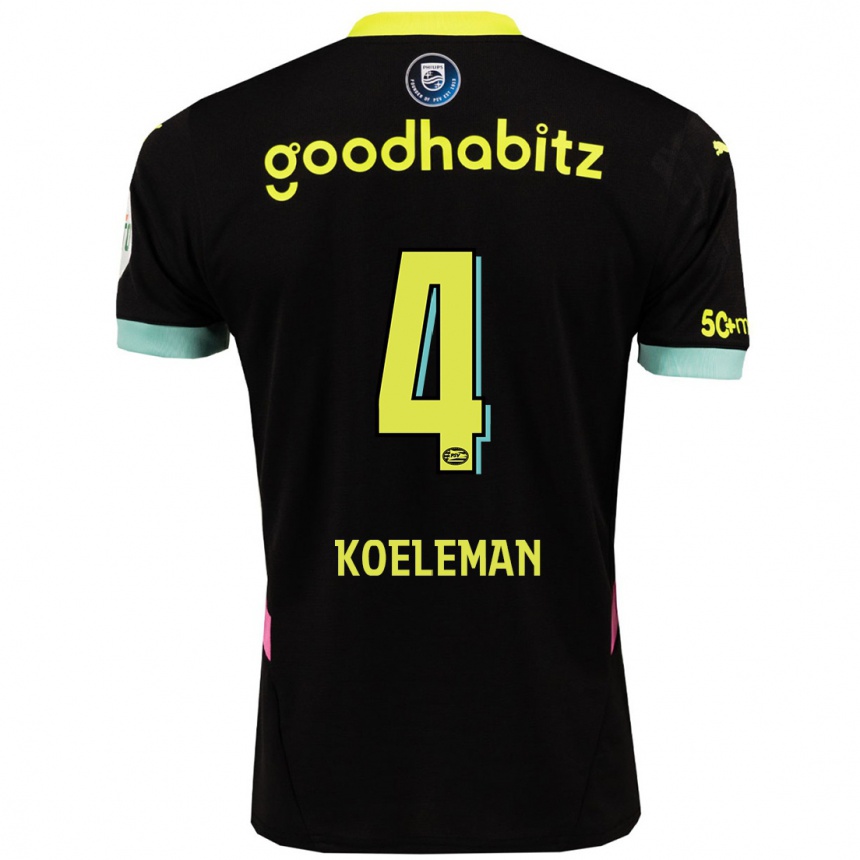 Men Football Senna Koeleman #4 Black Yellow Away Jersey 2024/25 T-Shirt Nz