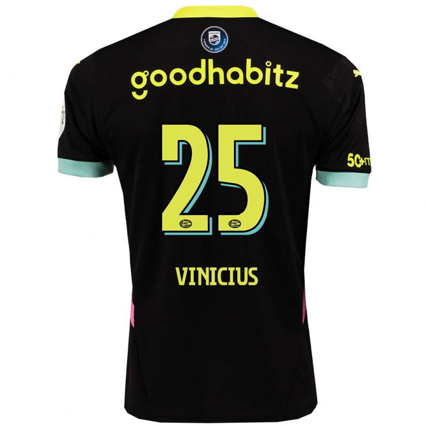 Men Football Carlos Vinicius #25 Black Yellow Away Jersey 2024/25 T-Shirt Nz