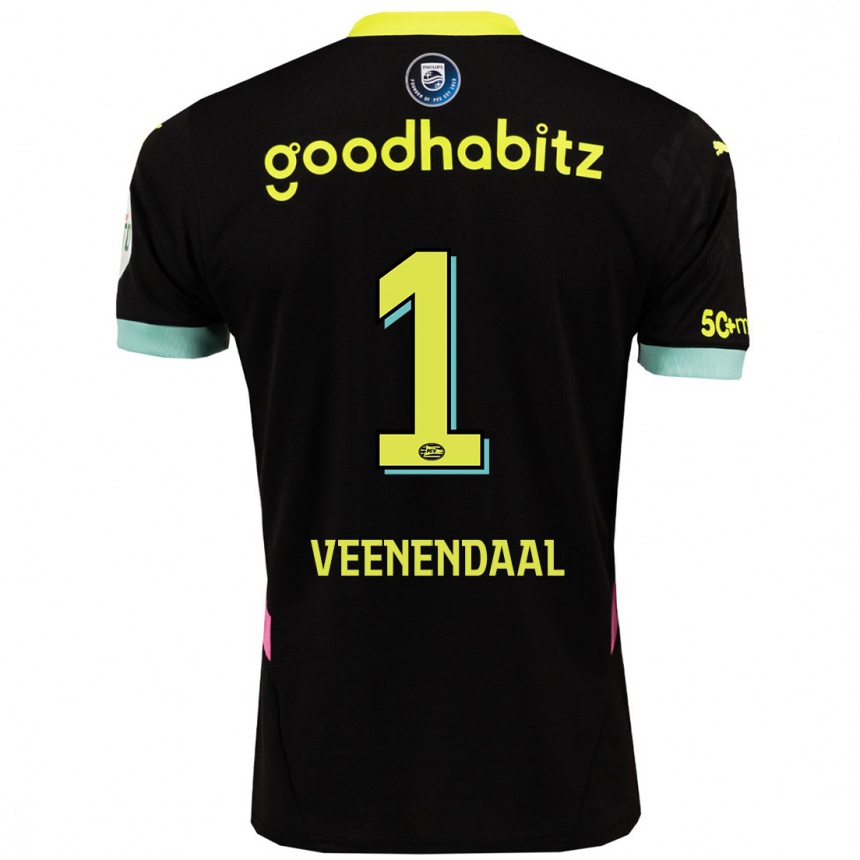 Men Football Sari Van Veenendaal #1 Black Yellow Away Jersey 2024/25 T-Shirt Nz