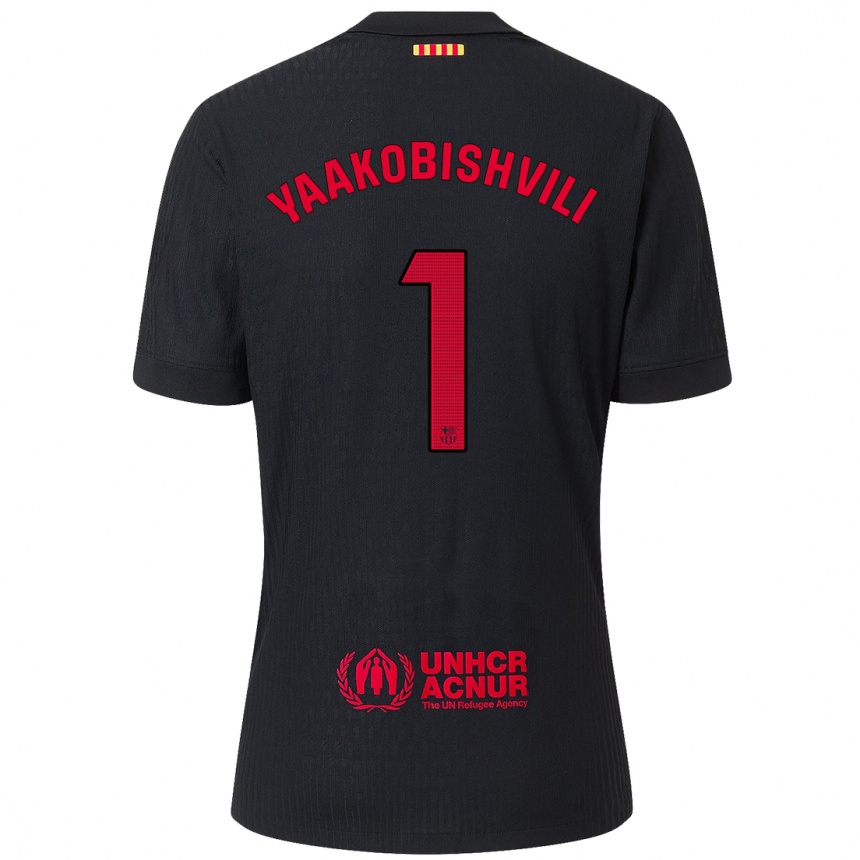 Men Football Áron Yaakobishvili #1 Black Red Away Jersey 2024/25 T-Shirt Nz