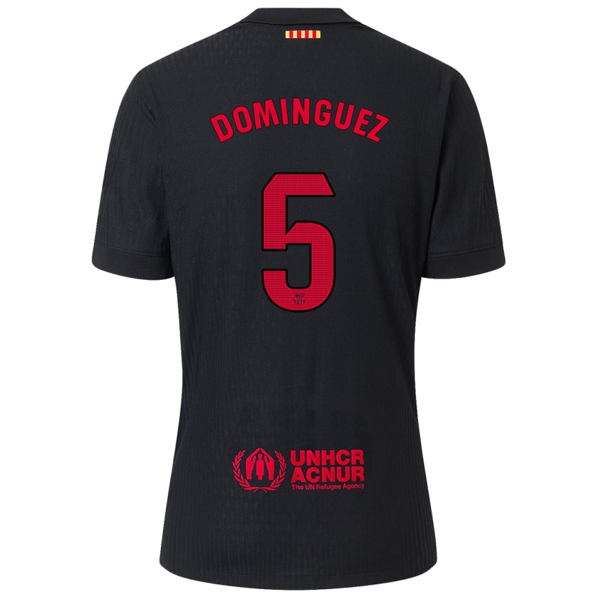 Men Football Sergi Dominguez #5 Black Red Away Jersey 2024/25 T-Shirt Nz