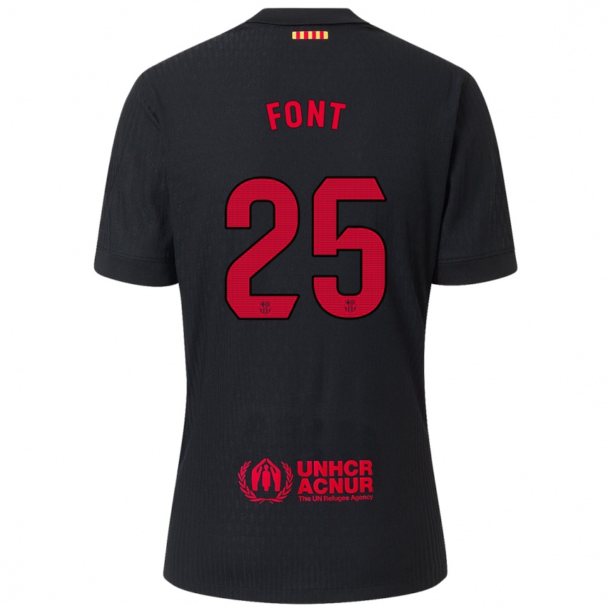 Men Football Gemma Font #25 Black Red Away Jersey 2024/25 T-Shirt Nz